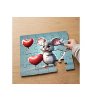 Kalpli Sevimli Fare Tasarımlı 24 Parça Ahşap Çocuk Puzzle MPK0073