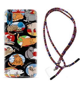Huawei P20 Lite Mate 10 20 Lite Pro P40 Lite KılıfBoyun Asklı Rasta Silikon Miyavlamalar 1793