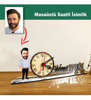 Karikatür Erkek Baba Model Masaüstü Saatli İsimlik MSİ35