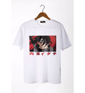 Unisex Beyaz Bisiklet Yaka Önü Anime Baskılı Oversize T-Shirt 22Y-3400762-64-2
