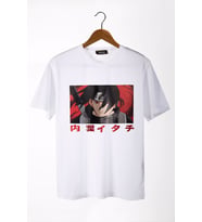 Unisex Beyaz Bisiklet Yaka Önü Anime Baskılı Oversize T-Shirt 22Y-3400762-64-2