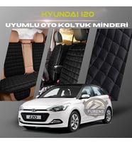 Hyundai İ20 Siyah Renk Tay Tüyü Cepli & Terletmez Sırtlı Oto Koltuk Minder Seti - Koltuk Koruma Kılıfı (ÖN & ARKA TAM SET)