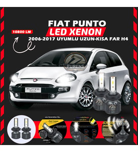 Fiat Punto 2006-2017 Uzun - Kısa Far Uyumlu Şimşek Etkili Led Xenon Premium Series H4