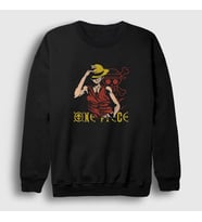 Presmono Unisex Siyah Monkey Luffy Anime One Piece Sweatshirt 136311tt