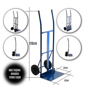 Koli Taşıma Arabası Katlanır Tablalı 120kg Taşıma Kapasiteli El Arabası