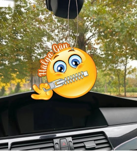 Kişiye Özel Karikatürlü Ahşap Araba Dikiz Ayna Süsü Susan Emoji