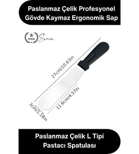 #Spatula Profesyonel Mutfak Ekipmanı Ergonomik Saplı Paslanmaz Çelik L Tipi Pastacı Spatulası Pasta