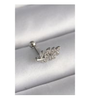 316L Çelik Gümüş Renk Zirkon Taşlı Dal Tragus Piercing - TJ-PR1259 TG-V 7557