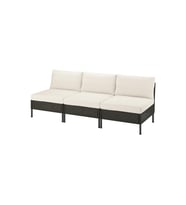 3'lü Bahçe Kanepesi, Koyu Gri, 240 cm, Frösön-Duvholmen Bej, 1+1+1 Kişilik