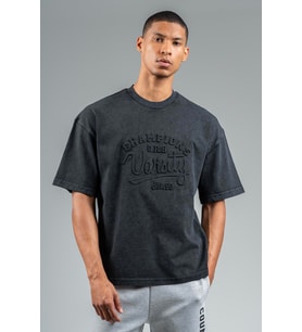 Maraton Oversize Erkek Bisiklet Yaka Siyah T-shirt