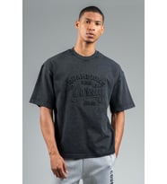 Maraton Oversize Erkek Bisiklet Yaka Siyah T-shirt