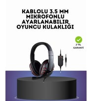 Kırmızı Headset Mikrofonlu Sağlam Kablolu Konforlu