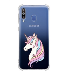 Samsung Galaxy M30  Köşe Korumalı Antişok Kapak Unicorn Tasarımlı Şeffaf Silikon Kılıf