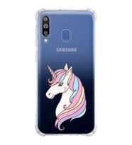 Samsung Galaxy M30  Köşe Korumalı Antişok Kapak Unicorn Tasarımlı Şeffaf Silikon Kılıf