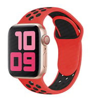 Apple Watch 10/11 42mm-38/40/41mm Kordon Delikli Spor Kordon 2/3/4/5/6/se/7/8/9 (Kırmızı-Siyah)