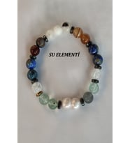 8 MM SU ELEMENTİ DOĞALTAŞ BİLEKLİK (AY TAŞI, AKİK, LAPİS LAZULİ, NECEF, FLORİT,HEMATİT)