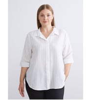 LCWAIKIKI Classic Beyaz Loose Fit Çizgili Bluz