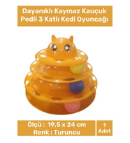 Premium Ürün 3 Toplu Eğlenceli Dayanıklı Kaymaz Kauçuk Pedli 3 Katlı Kedi Oyuncağı 19,5 cm x 24cm
