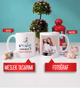 İngilizce Öğretmenine Hediye İngilizce Öğretmeni Kupa Bardak Fotoğraflı
