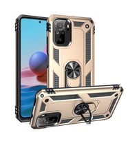 Xiaomi Redmi Note 10S Kılıf Metal Solid Yüzüklü Standlı Military Ring SRS (Altın)