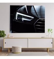 Yakın Çekim Ön Far Görünüş Audi Araba Dekoratif Kanvas Tablo