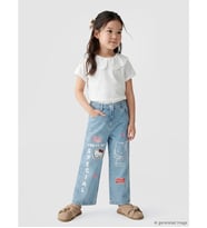 LCW Kids Mavi Wideleg Hello Kitty Baskılı Kız Çocuk Jean Pantolon