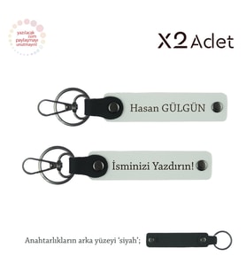 Yeni Doğan Ebeveynlerine Hediye, İsim Soyisimli 2’li Anahtarlık Takımı, Beyaz-Siyah (Çok Renkli)
