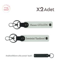 Yeni Doğan Ebeveynlerine Hediye, İsim Soyisimli 2’li Anahtarlık Takımı, Beyaz-Siyah (Çok Renkli)