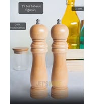 2’li Set Karabiber Değirmeni Baharat Değirmeni Kalınlık Ayarlı Baharat Öğütücü Çelik Bıçaklı 21 cm