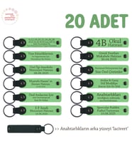 Babalar Gününde Dağıtılacak, 20'li Kişiselleştirilebilir Hatıra Anahtarlık Hediye, F Yeşil & Laci (Fıstık Yeşili)