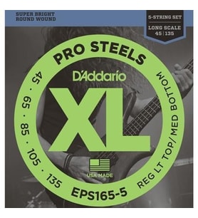 D’Addario EPS165-5 Bas Gitar Tel Seti – 5 Telli, ProSteels, 45-135