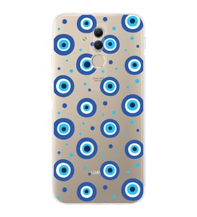 PrintiFy Huawei Mate 20 Lite ile Uyumlu Nazar Boncuğu 1 Baskılı Kamera Korumalı Şeffaf Silikon Kılıf