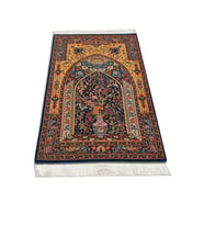 Saf İpek Makina Halı-koyu mavi Ebat: (80 x 120) cm