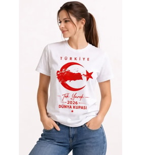 TÜRKİYE Ay Yıldız 2026 Dünya Kupasi Taraftar Forma T-Shirt - Beyaz