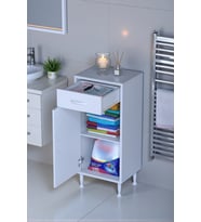 Eliusta Fre 35 cm Çok Amaçlı Dolap 1 Raflı Tek Çekmeceli Banyo Mutfak Dolabı 35x88x32,5 cm Organizer Dolap (Beyaz)