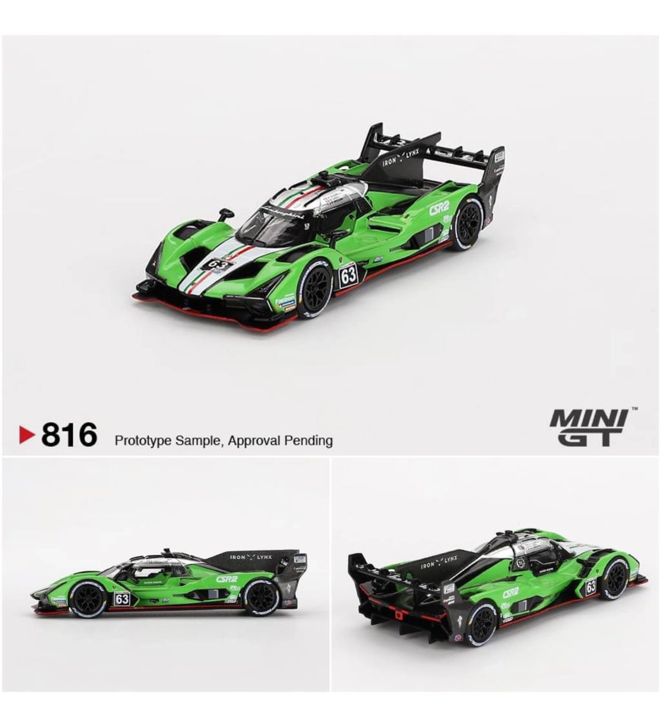 Mini GT 816 Lamborghini SC63 #63 Iron lynx 2024 IMSA Sebring 12