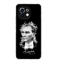 Xiaomi  Mi 11  Kamera Korumalı Kapak Atatürk Tasarımlı Şeffaf  Kılıf