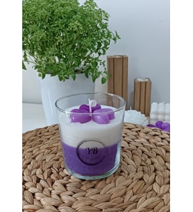 El Yapımı Dekoratif Kalpli Vanilya Kokulu Cam Bardak Mum