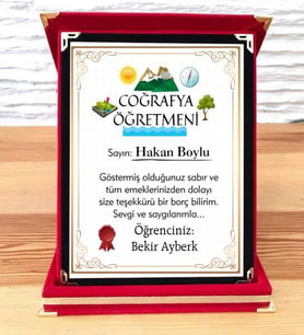Coğrafya Öğretmenine Plaket (STD)
