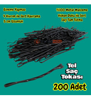 Technow Siyah %100 Metal Esnemez Dayanıklı Kadın Saç Tel Tokası 200 Adet