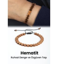 Hematit Doğal Taş Kahverengi Kalp Kesim 6mm Makrome Bileklik