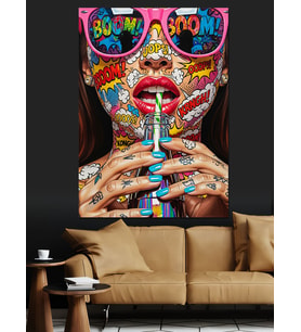 Renkli Pop Art Kadın Dekoratif Kanvas - Mdf Ahşap Tablo