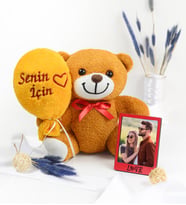 Kişiye Özel Fotoğraflı Love Çerçeve ve Senin İçin Sevimli Ayıcık