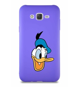 Samsung Galaxy J7 Core Soft Premier Kapak Donald Duck-A Tasarımlı Silikon Kılıf - Mor (Şeffaf)