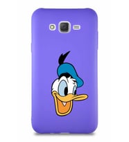 Samsung Galaxy J7 Core Soft Premier Kapak Donald Duck-A Tasarımlı Silikon Kılıf - Mor (Şeffaf)