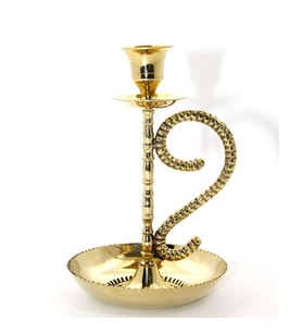 Periboia Tekli Pirinç Şamdan Model 1 (Siyah-Kırmızı)