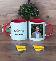 Doktora Hediye Kupa Bardak Kırmızı Fotoğraflı Tıp Bayramı Hediyesi
