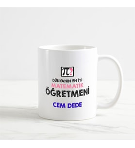 Kişiye Özel Matematik Öğretmeni Beyaz Kupa Bardak (2. Tasarım)