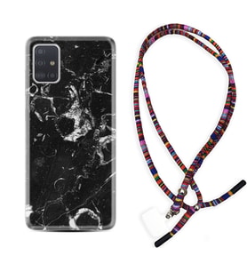 Samsung a71 A72 A73 A7 A9 2018 C7 C9 Kılıf Boyun Asklı Rasta Silikon Black Hole Marble 1387