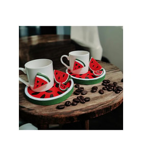 Summer Sips – Karpuz Kahve Seti - karpuz tasarımlı türk kahvesi fincanı